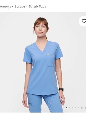 Figs Women's V-Neck Scrub Top in Light Blue